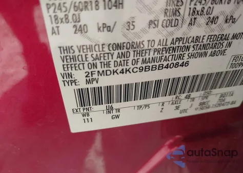 2011 Ford Edge Limited from USA, damaged, VIN 2FMDK4KC9BBB40846